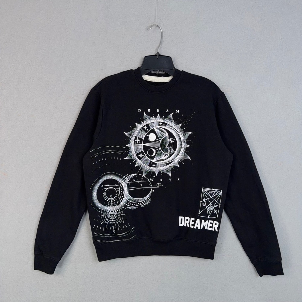 Blind Rooster Sweatshirt Womens Medium Black Graphic Dreamer Celestial Goth